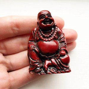 Red Sitting Laughing Buddha Figurine